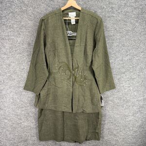 New Pride & Joy Skirt Suit Women 24W Plus Gray One Button V-Neck 3/4 Sleeve